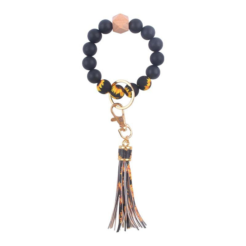 Wholesale Leather PU Tassel Silicone Wrist Keychain